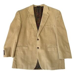 VTG Lauren Ralph Lauren Sport Coat Men's 46R‎ Tan Corduroy Paisley Lining Blazer